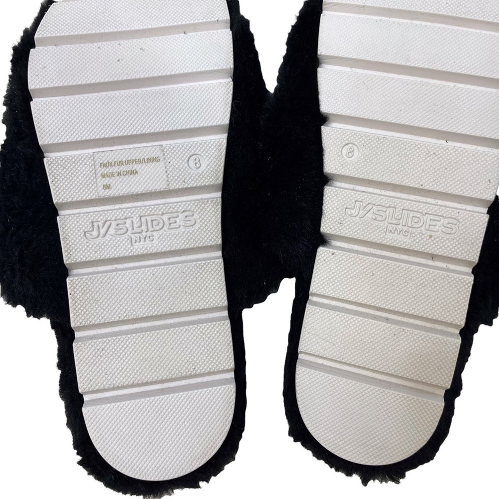 Urban Sport by J Slide Babee Faux Fur Sandal Slide Black Size 8 Double Buckle - Picture 9 of 9